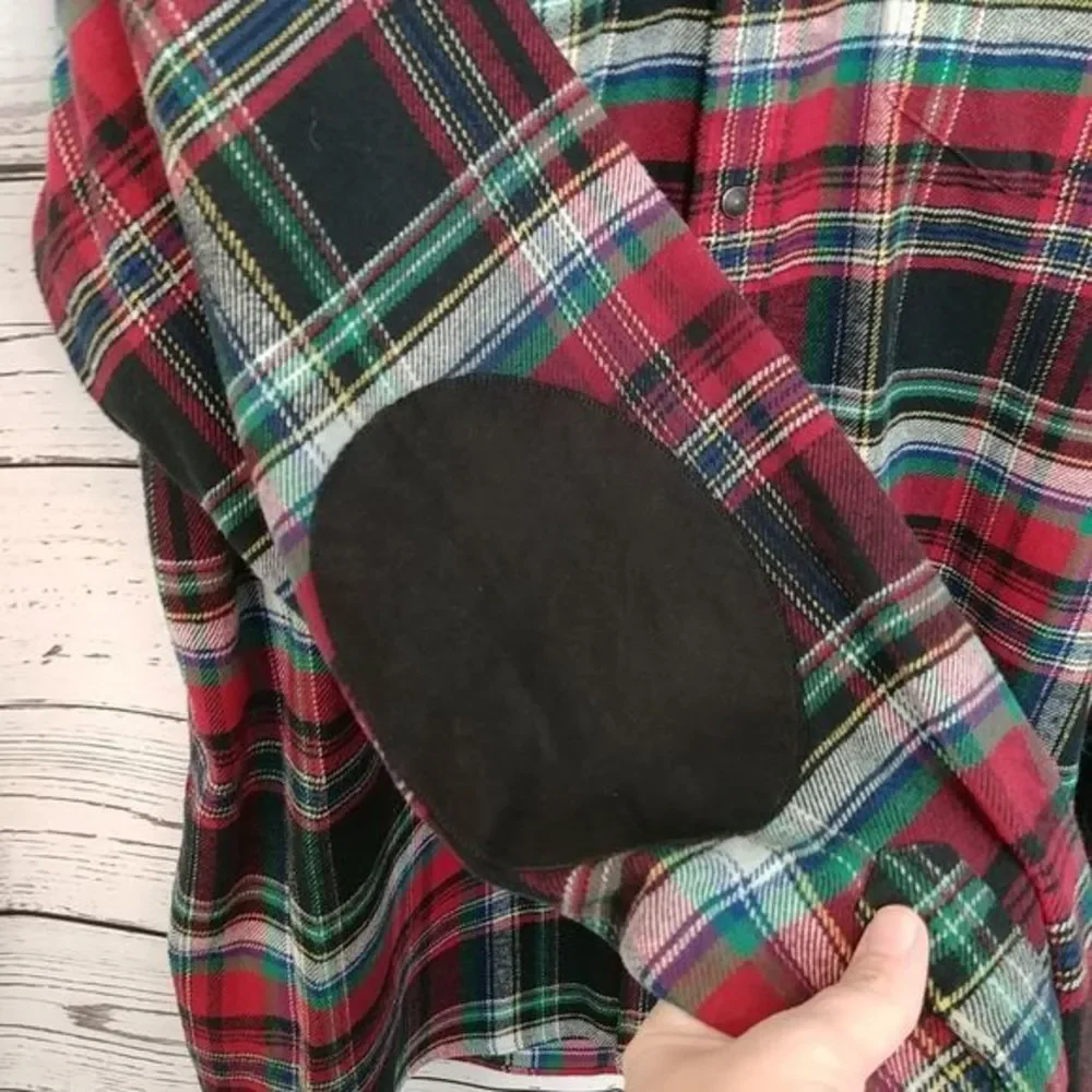 Vintage Polo Plaid‎ Flannel Elbow Patch Shirt